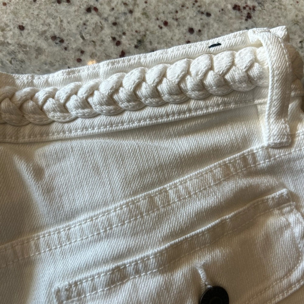 Johnny Was White High Rise Braided Wide Leg Jeans - Picture 9 of 13